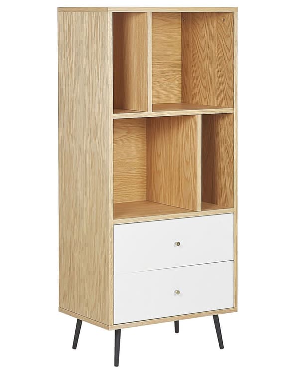 Bogreol Lyst Træ Hvid MDF 139 x 60 x 40 cm Reol med Opbevaring Skuffer Hylder Moderne Opbevaringsreoler til Stue med Soft Close Mekanisme