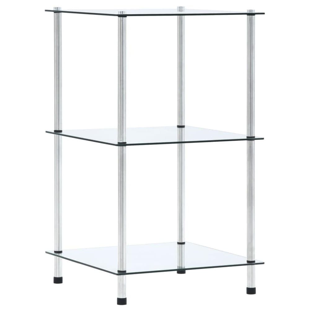 vidaXL Hylla 3 hyllplan transparent 40x40x67 cm härdat glas