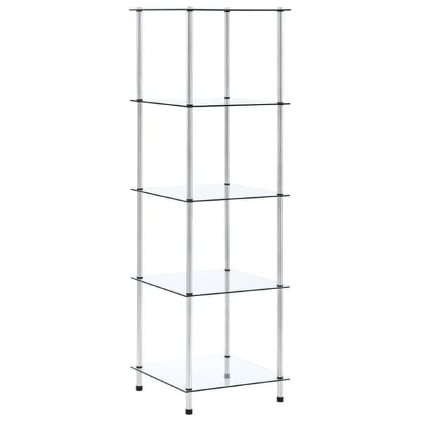 vidaXL Hylla 5 hyllplan transparent 40x40x130 cm härdat glas