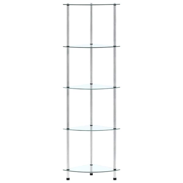vidaXL Hylle 5 etasjer gjennomsiktig 30x30x130 cm herdet glass