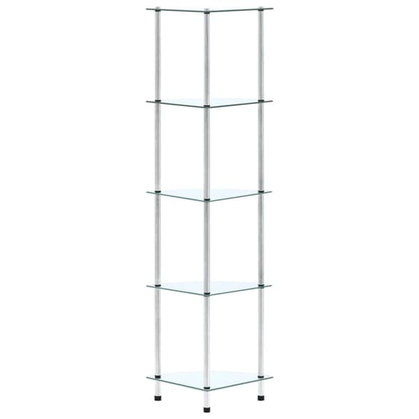 vidaXL Hylle 5 etasjer gjennomsiktig 30x30x130 cm herdet glass