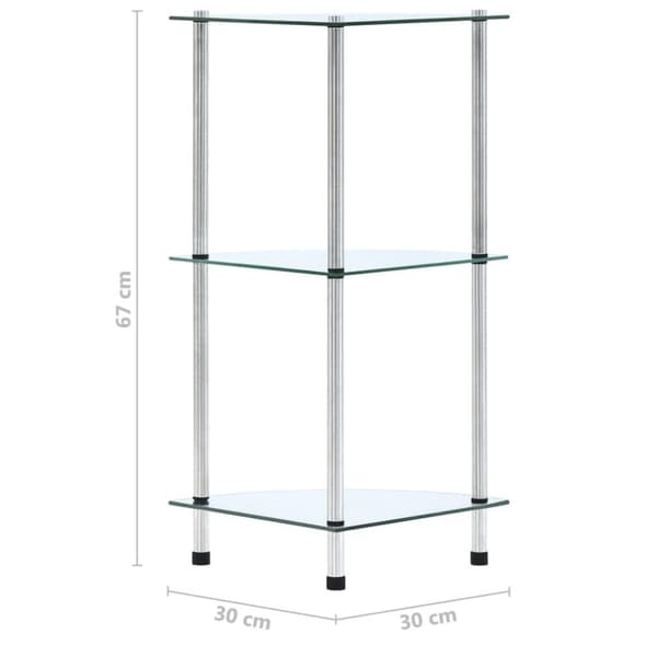 vidaXL Hylla 3 hyllplan transparent 30x30x67 cm härdat glas