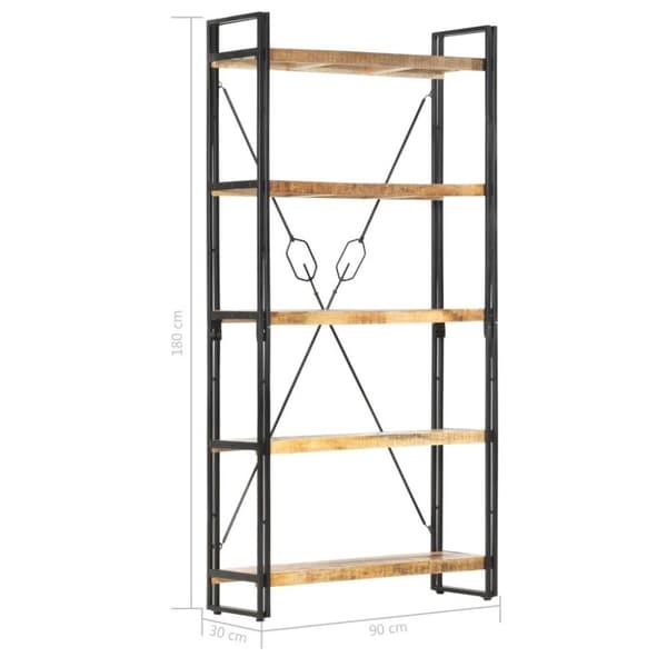 vidaXL Bokhylle 5 etasjer 90x30x180 cm heltre mango