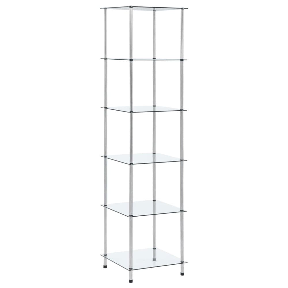 vidaXL Hylla 6 hyllplan transparent 40x40x160 cm härdat glas