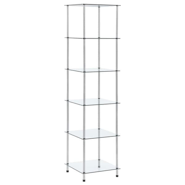 vidaXL Hylle 6 etasjer gjennomsiktig 40x40x160 cm herdet glass
