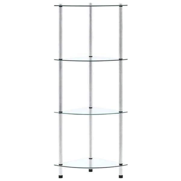vidaXL 4-kerroksinen hylly läpinäkyvä 30x30x100 cm karkaistu lasi