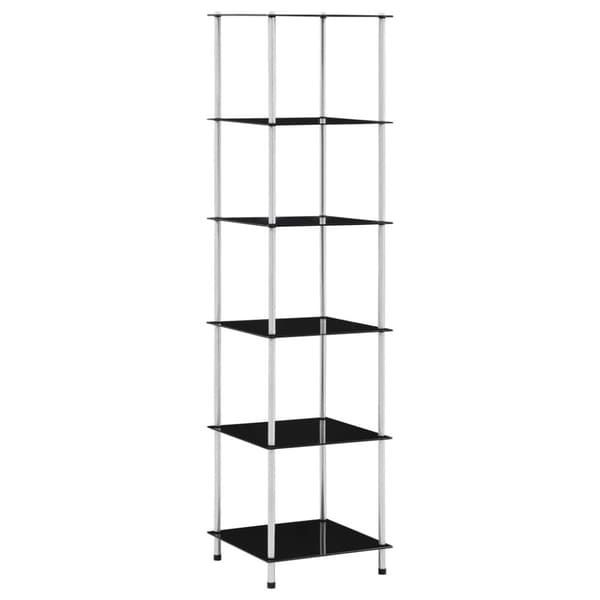 vidaXL reol 6 hylder 40x40x160 hærdet glas sort