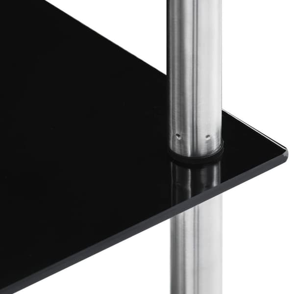 vidaXL Hylla 5 hyllplan svart 40x40x130 cm härdat glas