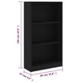 Miniatyrbillede 8 af 8: vidaXL Bogreol/reol med 3 hylder 60x24x109 cm konstrueret træ sort change