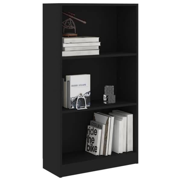 vidaXL Bokhylle 3 nivåer svart 60x24x109 cm konstruert tre