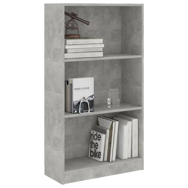 vidaXL Bogreol/reol med 3 hylder 60x24x109 cm konstrueret træ betongrå change