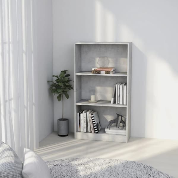 vidaXL Bogreol/reol med 3 hylder 60x24x109 cm konstrueret træ betongrå change