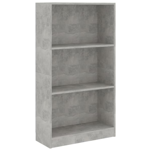 vidaXL Bogreol/reol med 3 hylder 60x24x109 cm konstrueret træ betongrå change