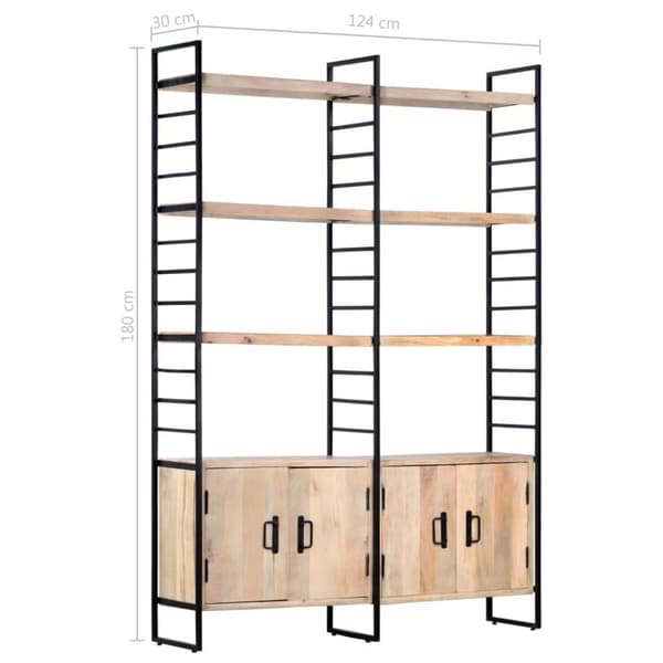 vidaXL Bogreol/reol i 4 niveauer 124 x 30 x 180 cm massivt mangotræ change