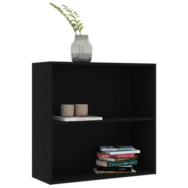 vidaXL Bogreol/reol med 2 hylder 80 x 30 x 76,5 cm spånplade sort change