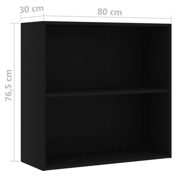 vidaXL Bogreol/reol med 2 hylder 80 x 30 x 76,5 cm spånplade sort change
