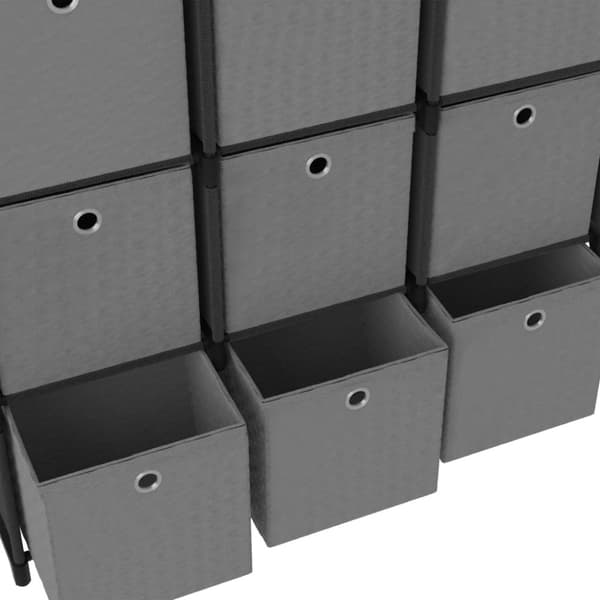 vidaXL Displayhylle med 15 kuber og bokser svart 103x30x175,5 cm stoff