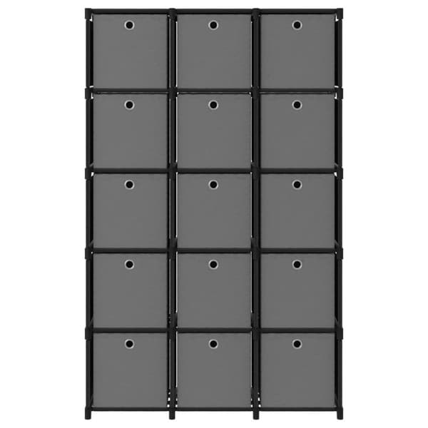 vidaXL Displayhylle med 15 kuber og bokser svart 103x30x175,5 cm stoff