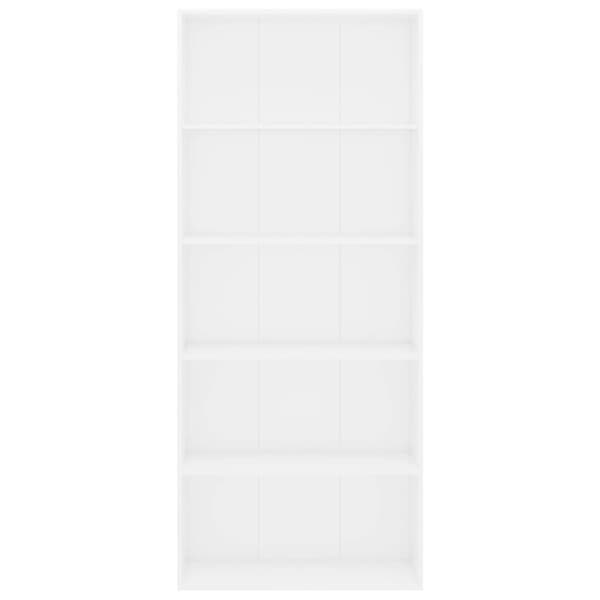 vidaXL Bogreol/reol med 5 hylder 80 x 30 x 189 cm spånplade hvid change