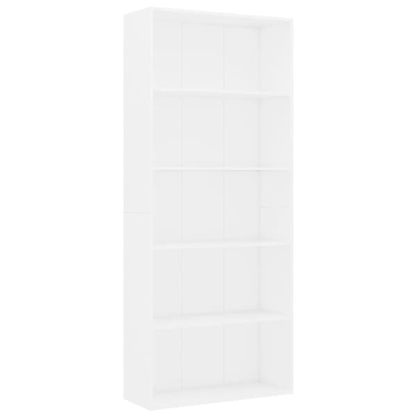 vidaXL Bogreol/reol med 5 hylder 80 x 30 x 189 cm spånplade hvid change