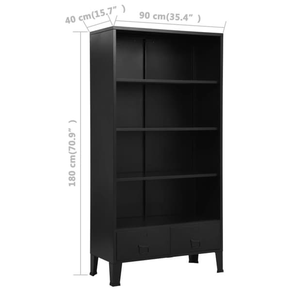 vidaXL Bogreol/reol industriel 90 x 40 x 180 cm stål sort change