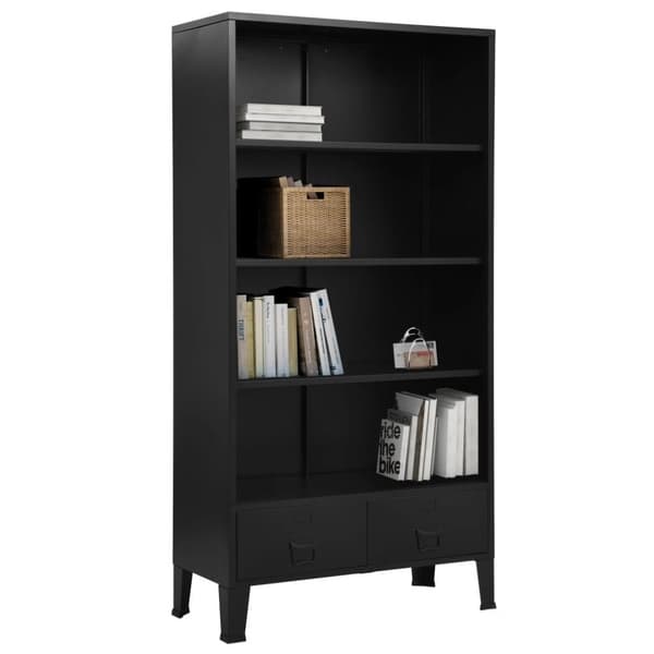 vidaXL Bogreol/reol industriel 90 x 40 x 180 cm stål sort change
