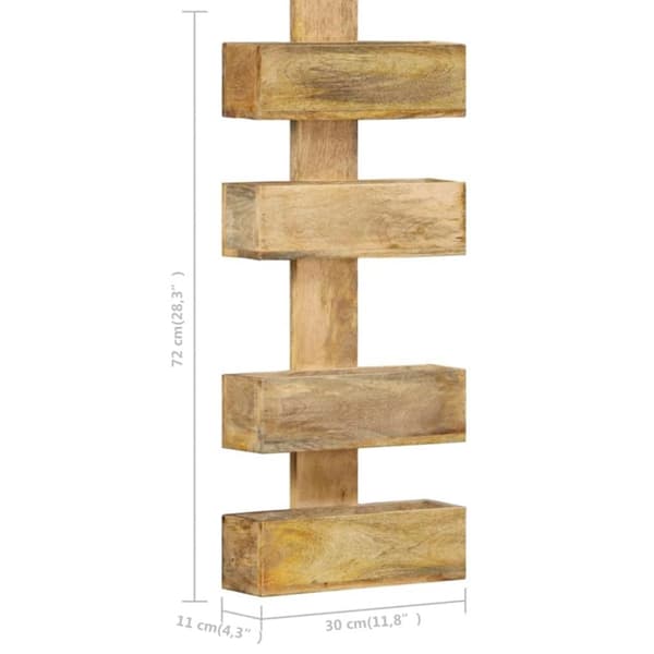 vidaXL Väggmonterat tidningsställ 30x11x72 cm massivt mangoträ