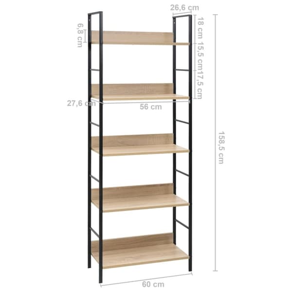 vidaXL Bokhylla 5 hyllplan ek 60x27,6x158,5 cm konstruerat trä