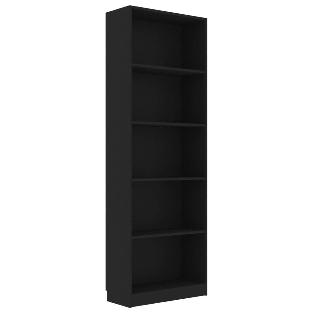 vidaXL Bokhylla 5 hyllor svart 60x24x175 cm spånskiva