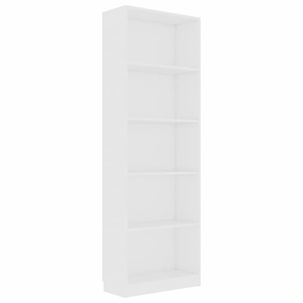 vidaXL Bokhylla 5 hyllor vit 60x24x175 cm spånskiva