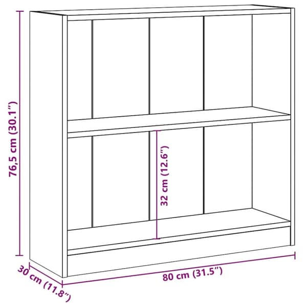 vidaXL Bogreol/reol 80x24x75 cm konstrueret træ hvid change