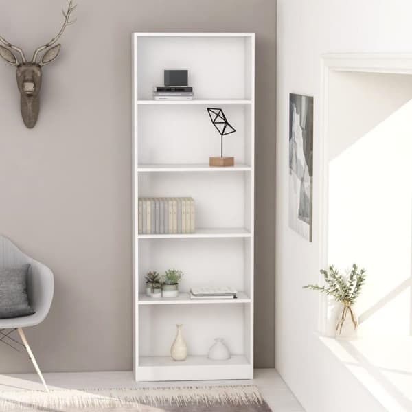 vidaXL Bogreol/reol med 5 hylder 60 x 24 x 175 cm spånplade hvid change