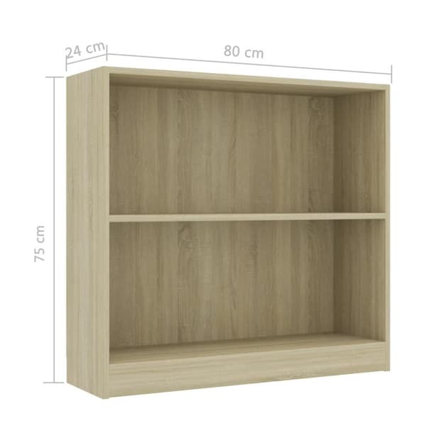 vidaXL Bogreol/reol 80 x 24 x 75 cm spånplade sonoma-eg change