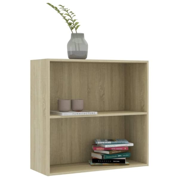 vidaXL Bogreol/reol med 2 hylder 80 x 30 x 76,5 cm spånplade sonoma-eg change