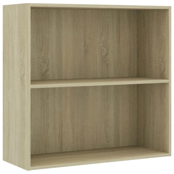 vidaXL Bogreol/reol med 2 hylder 80 x 30 x 76,5 cm spånplade sonoma-eg change