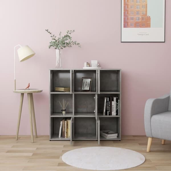 vidaXL Kirjahylly betoninharmaa 90x30x90 cm lastulevy