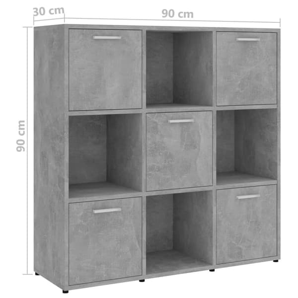 vidaXL Kirjahylly betoninharmaa 90x30x90 cm lastulevy