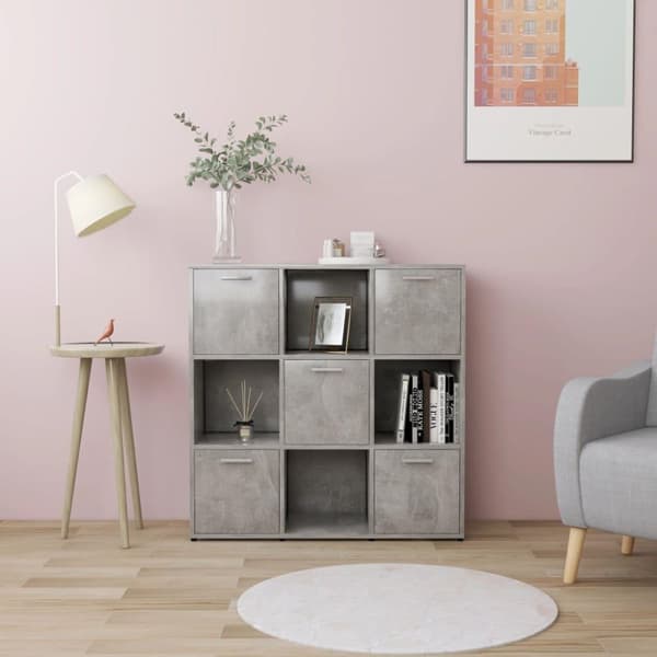 vidaXL Kirjahylly betoninharmaa 90x30x90 cm lastulevy