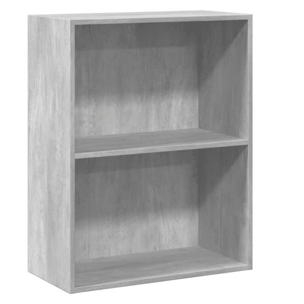 vidaXL Bokhylla 2 hyllor betonggrå 60x30x76,5 cm konstruerat trä