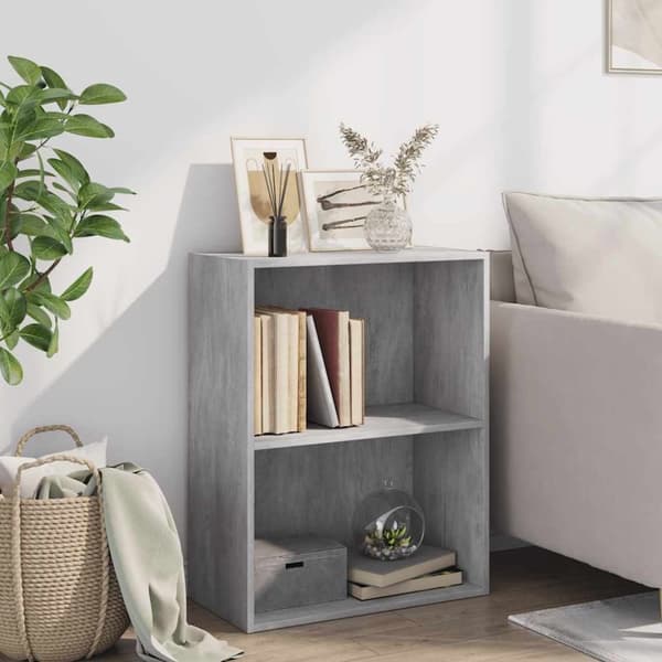 vidaXL 2-tasoinen kirjahylly betoninharmaa 60x30x76,5 cm lastulevy