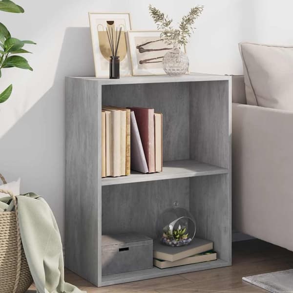 vidaXL 2-tasoinen kirjahylly betoninharmaa 60x30x76,5 cm lastulevy