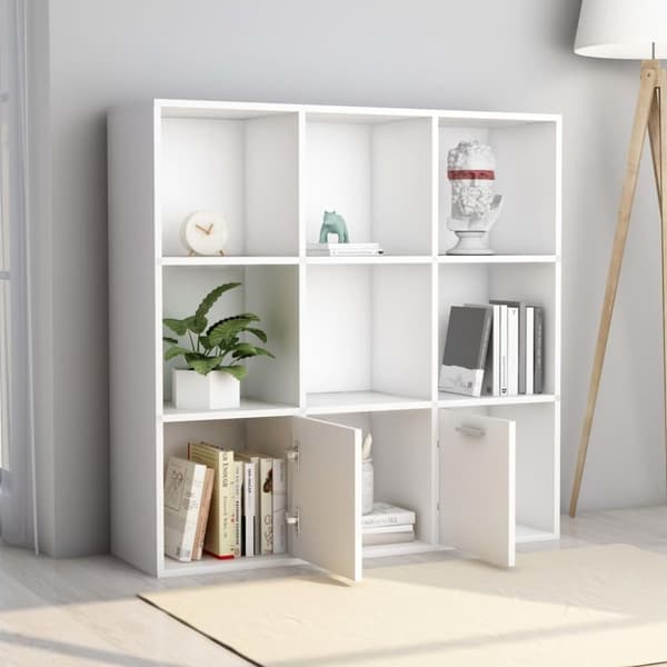 vidaXL Bogreol/reol 98x30x98 cm spånplade hvid change