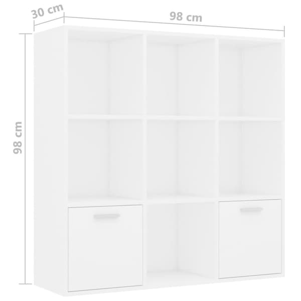 vidaXL Bokhylle hvit 98x30x98 cm sponplate