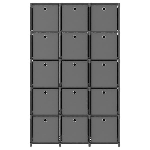 vidaXL Displayhylle med 15 kuber og bokser grå 103x30x175,5 cm stoff