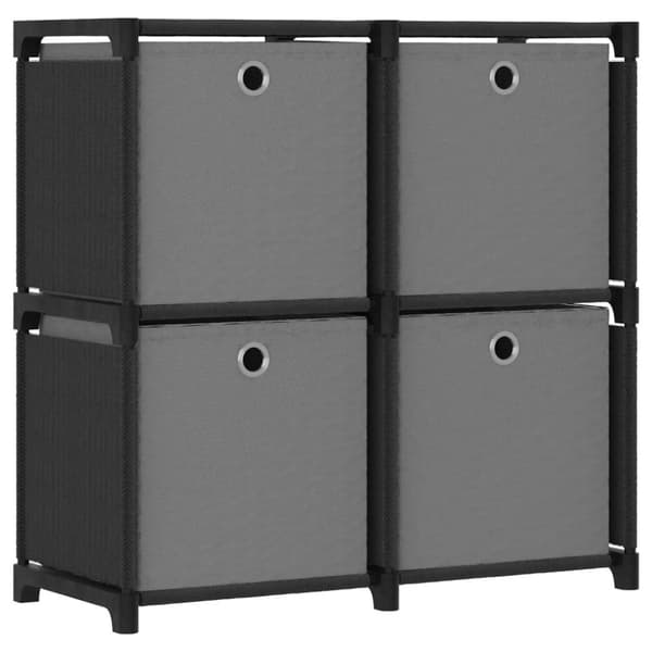 vidaXL reol med 4 rum og kasser 69x30x72,5 cm stof sort
