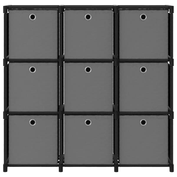 vidaXL Displayhylle med 9 kuber og bokser svart 103x30x107,5 cm stoff