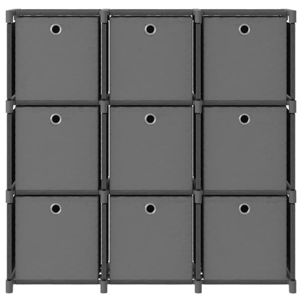 vidaXL Displayhylle med 9 kuber og bokser grå 103x30x107,5 cm stoff