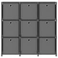 Miniatyrbilde 3 av 10: vidaXL Displayhylle med 9 kuber og bokser grå 103x30x107,5 cm stoff