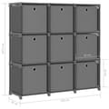 Miniatyrbilde 9 av 10: vidaXL Displayhylle med 9 kuber og bokser grå 103x30x107,5 cm stoff