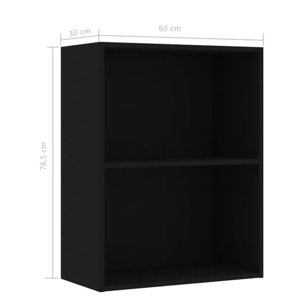 vidaXL Bogreol/reol med 2 hylder 60 x 30 x 76,5 cm spånplade sort change